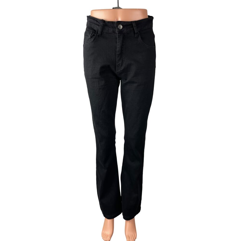 Roswear Women's Black High Waisted Slim Fit Flared Bootcut Denim Jeans Size M